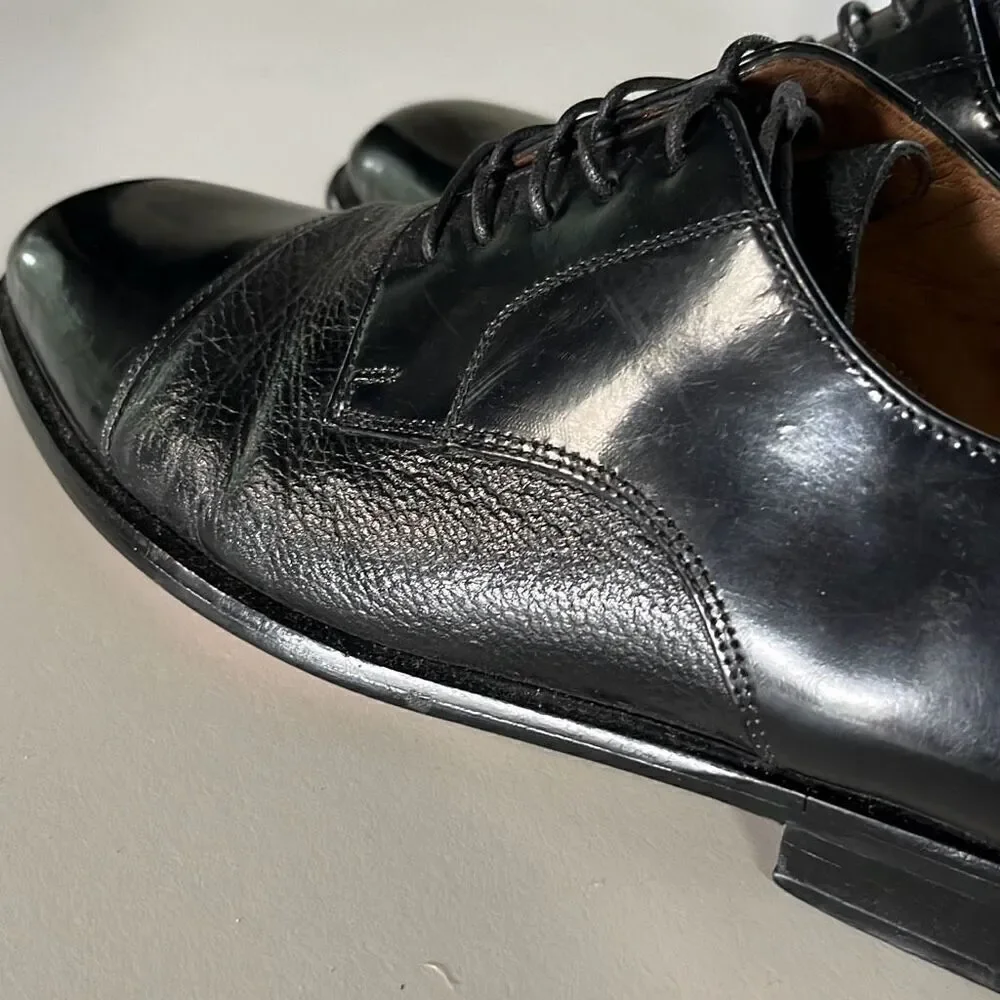 Bostonian Black Luxe Patent Leather Captoe Lace Up Dress Shoes Mens 11.5